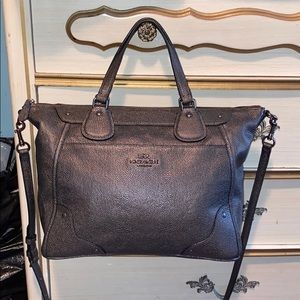 Coach Mickie satchel embossed pebble charcoal gray